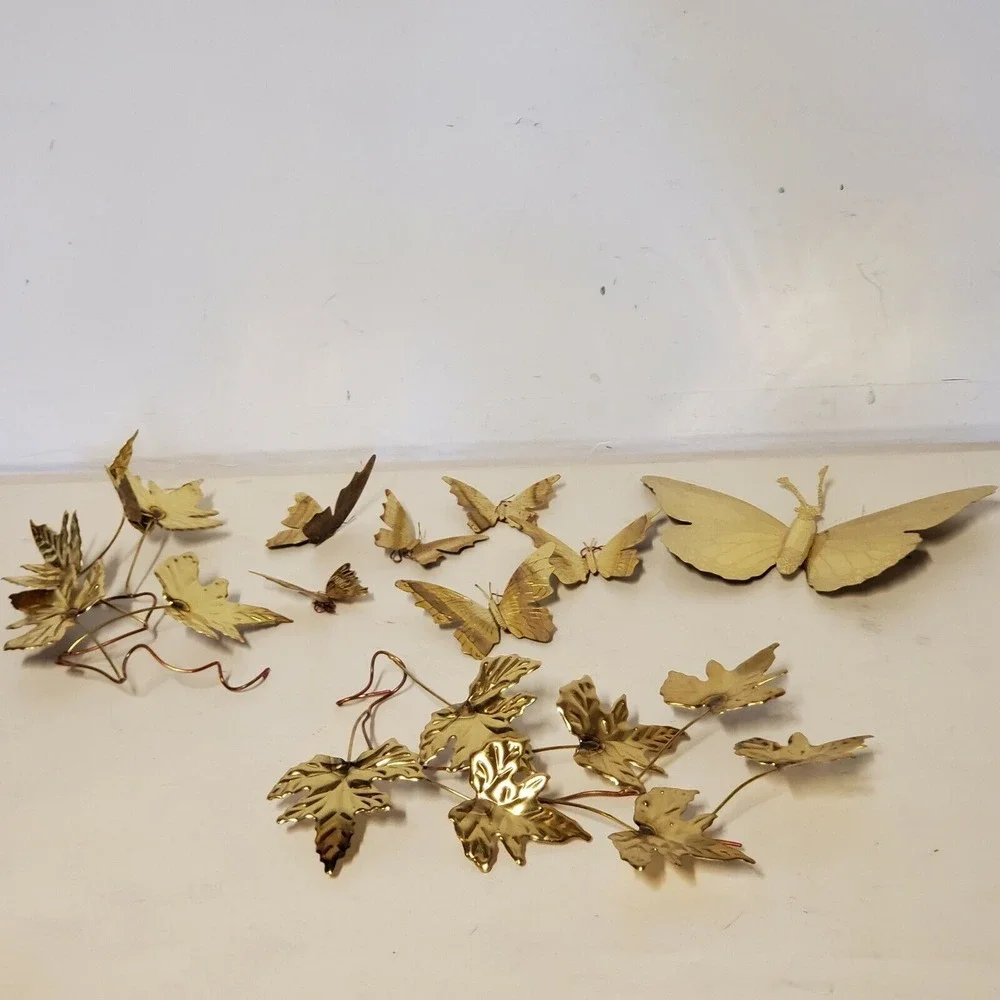 VINTAGE Hand Tooled Butterflies Leaves Wall Hangings Intricate Detail Home Decor